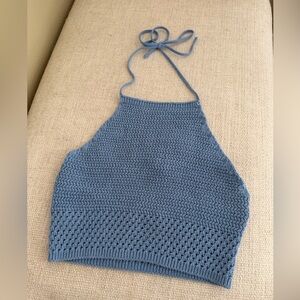 Mango HALTER NECK CROCHET TOP